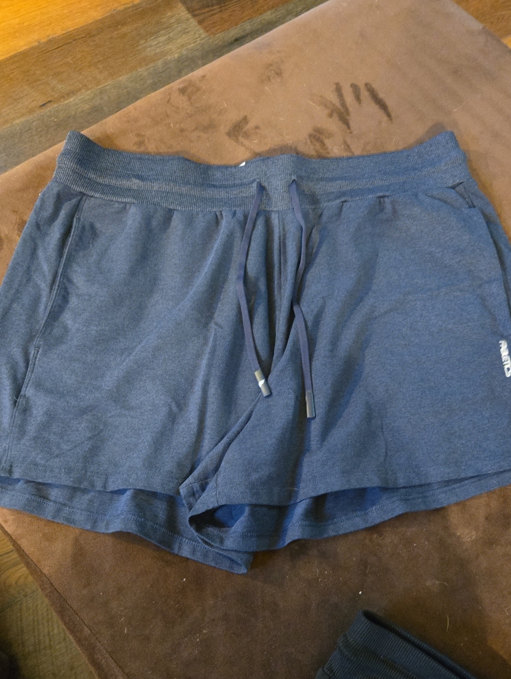 Fabletics Heathered Navy Drawstring Athletic Shorts